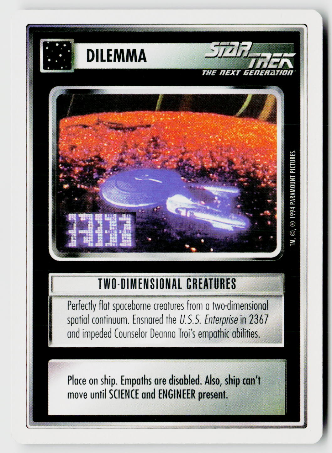 Star Trek The Next Generation | 1E Premiere 1994 White | Two-Dimensional Creatures Uncommon