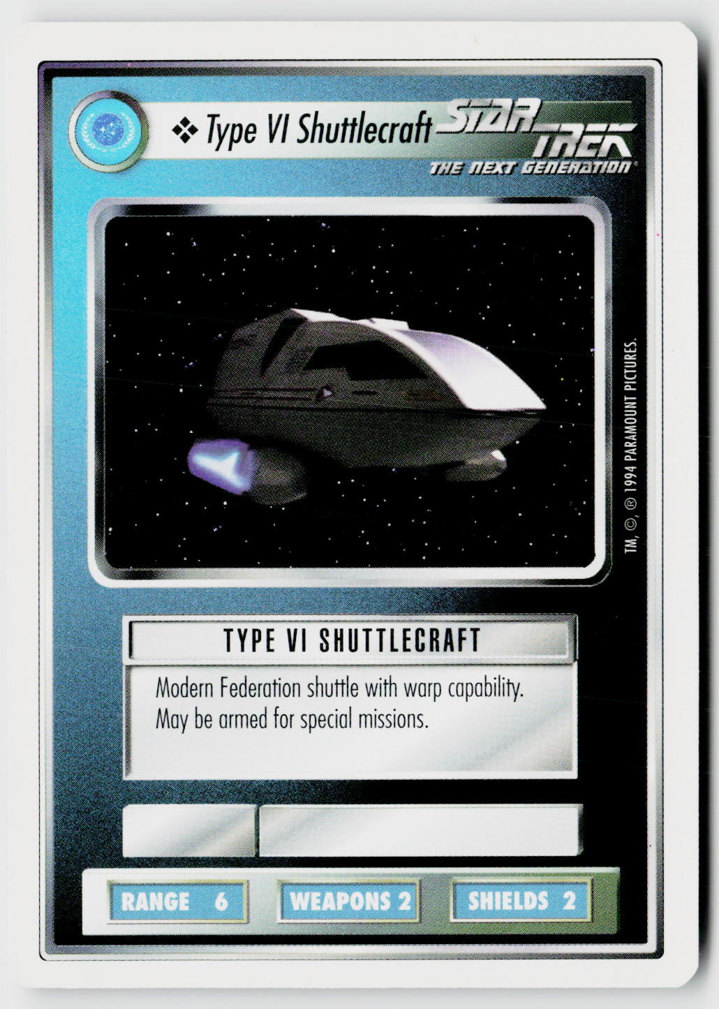 Star Trek The Next Generation | 1E Premiere 1994 White | Type VI Shuttlecraft Common