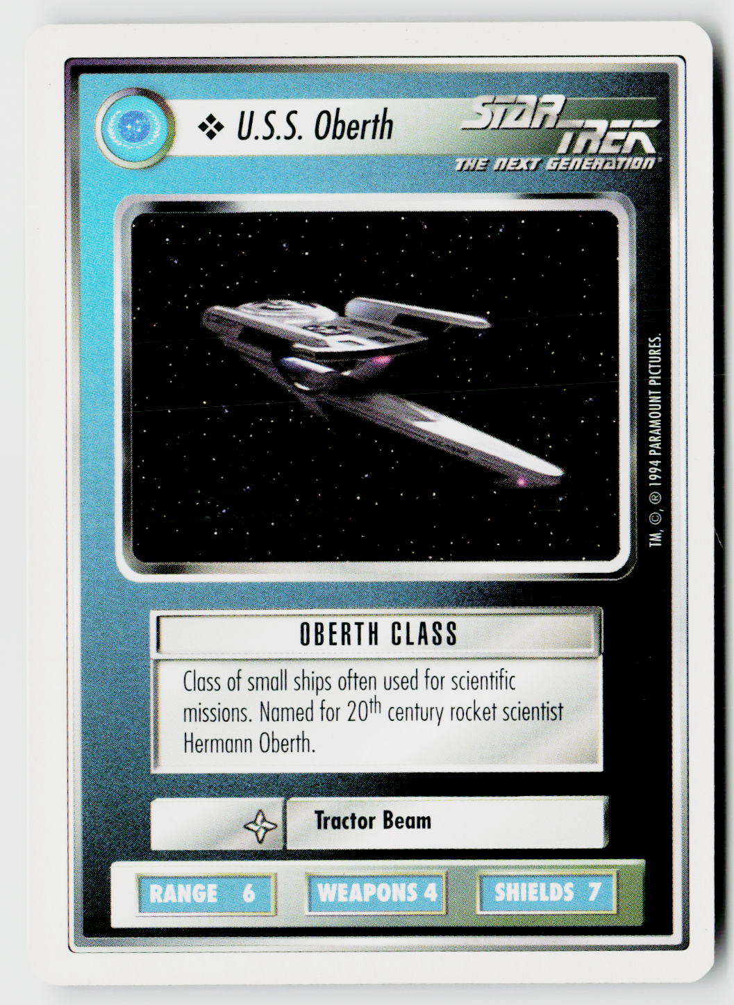 Star Trek The Next Generation | 1E Premiere 1994 White | U.S.S. Oberth Common