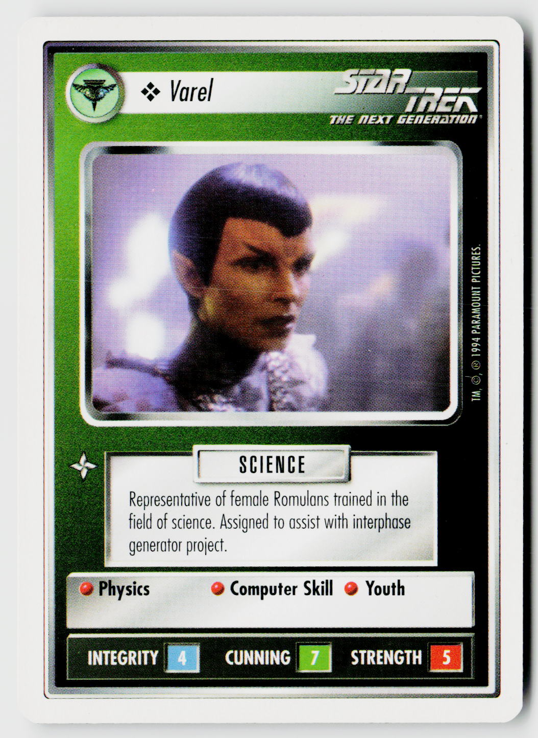 Star Trek The Next Generation | 1E Premiere 1994 White | Varel Common