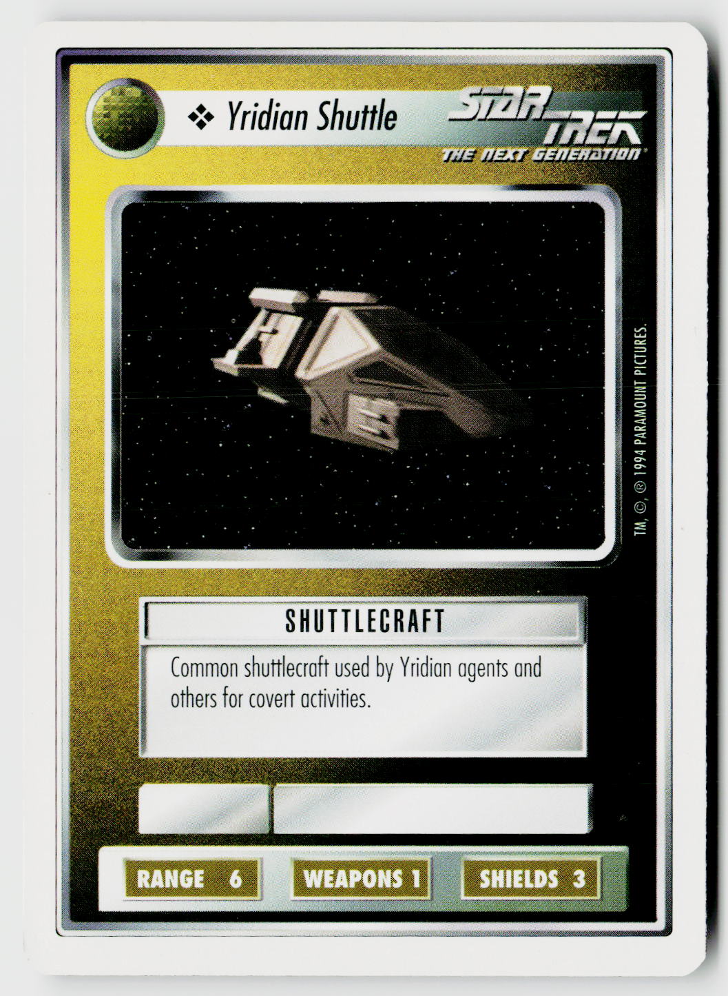 Star Trek The Next Generation | 1E Premiere 1994 White | Yridian Shuttle Common