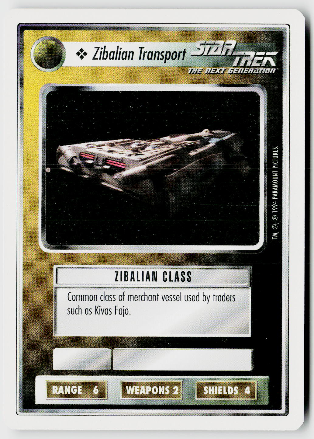 Star Trek The Next Generation | 1E Premiere 1994 White | Zibalian Transport Common