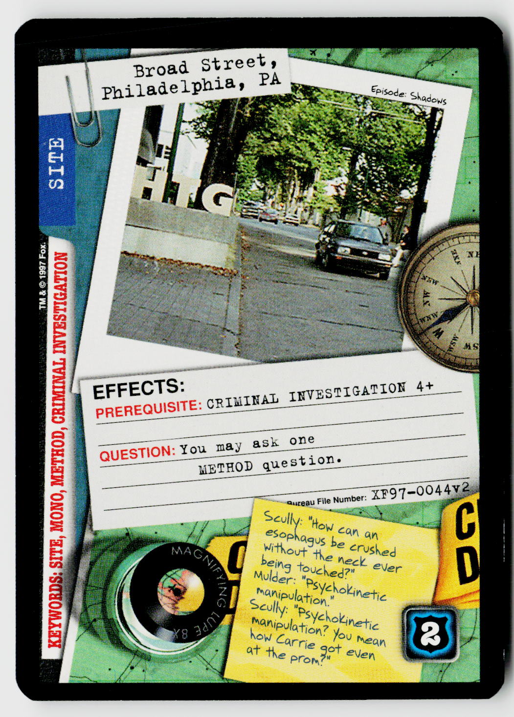 X-Files CCG | The Truth Is Out There | Broad Street, Philadelphia, PA XF97-0044v2 Common