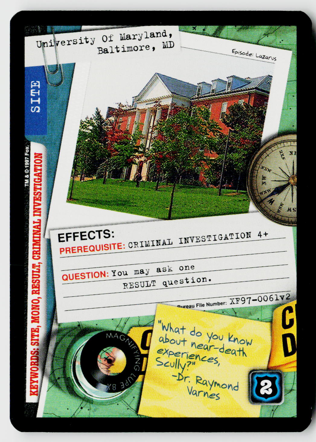 X-Files CCG | The Truth Is Out There | University Of Maryland, Baltimore, MD XF97-0061v2 Fixed