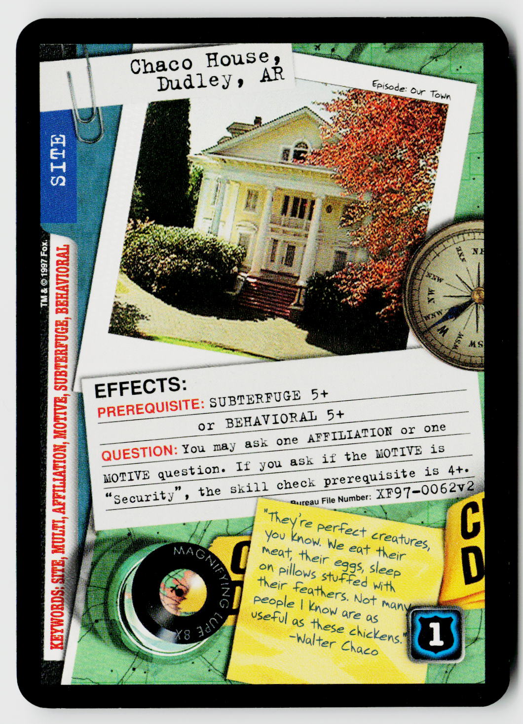 X-Files CCG | The Truth Is Out There | Chaco House, Dudley, AR XF97-0062v2 Uncommon