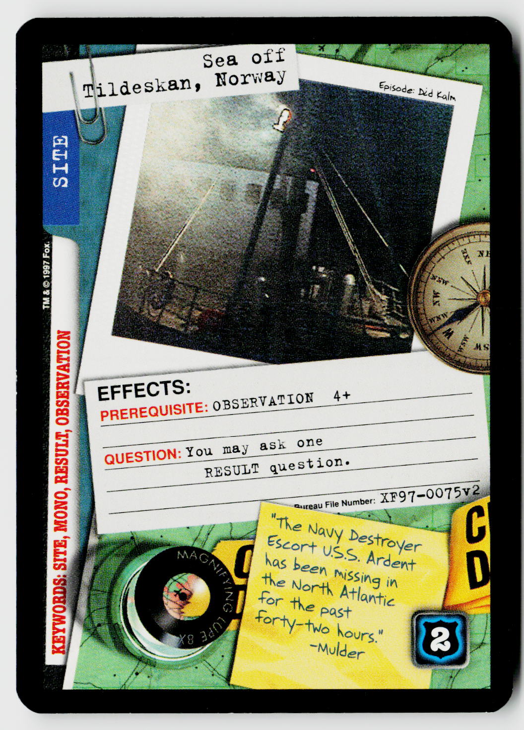 X-Files CCG | The Truth Is Out There | Sea off Tildeskan, Norway XF97-0075v2 Uncommon