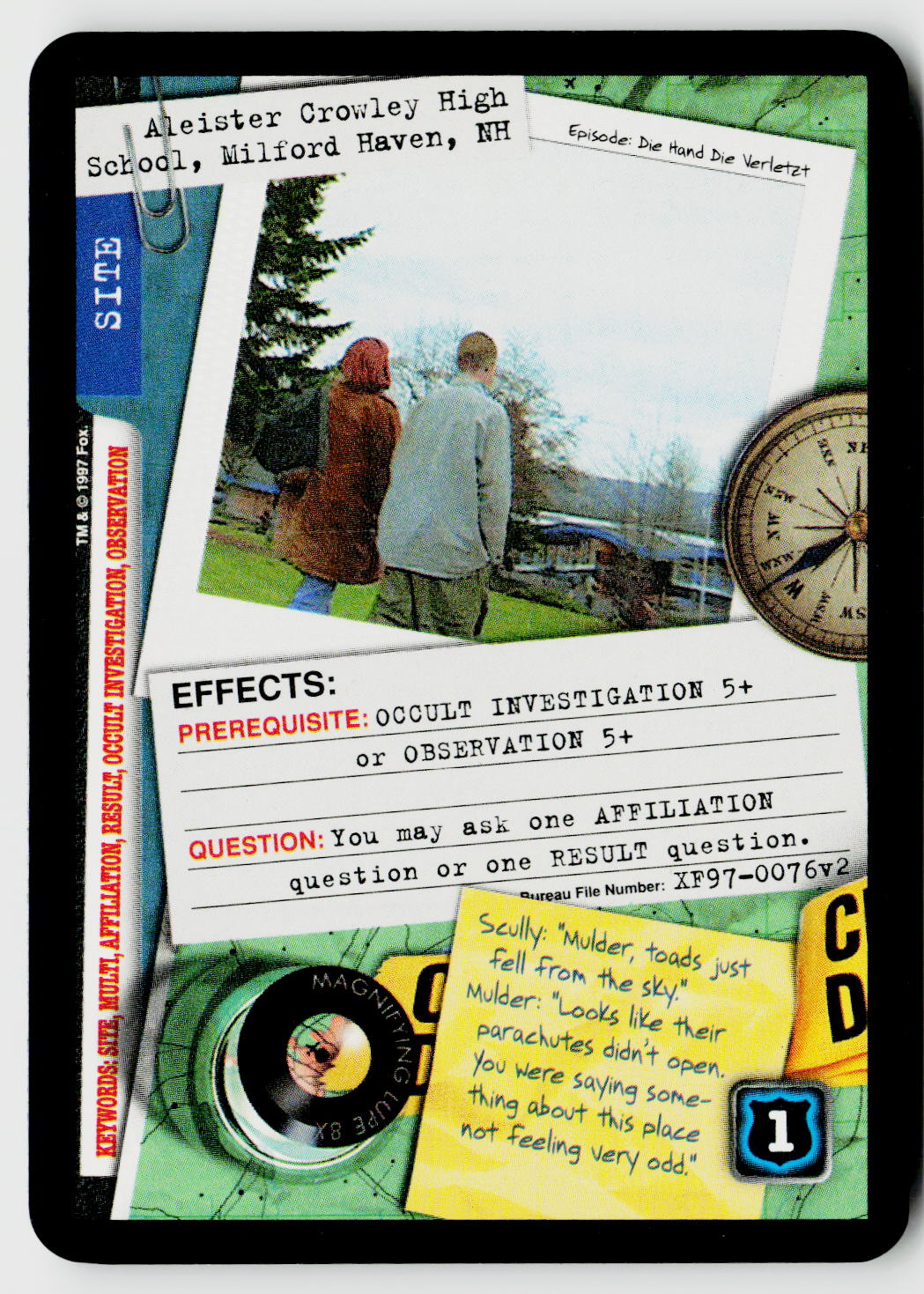 X-Files CCG | The Truth Is Out There | Aleister Crowley High School, Milford Haven, NH XF97-0076v2 Rare