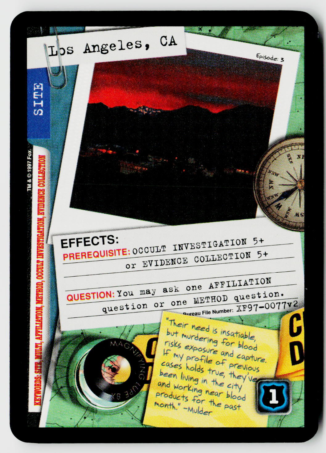 X-Files CCG | The Truth Is Out There | Los Angeles, CA XF97-0077v2 Rare