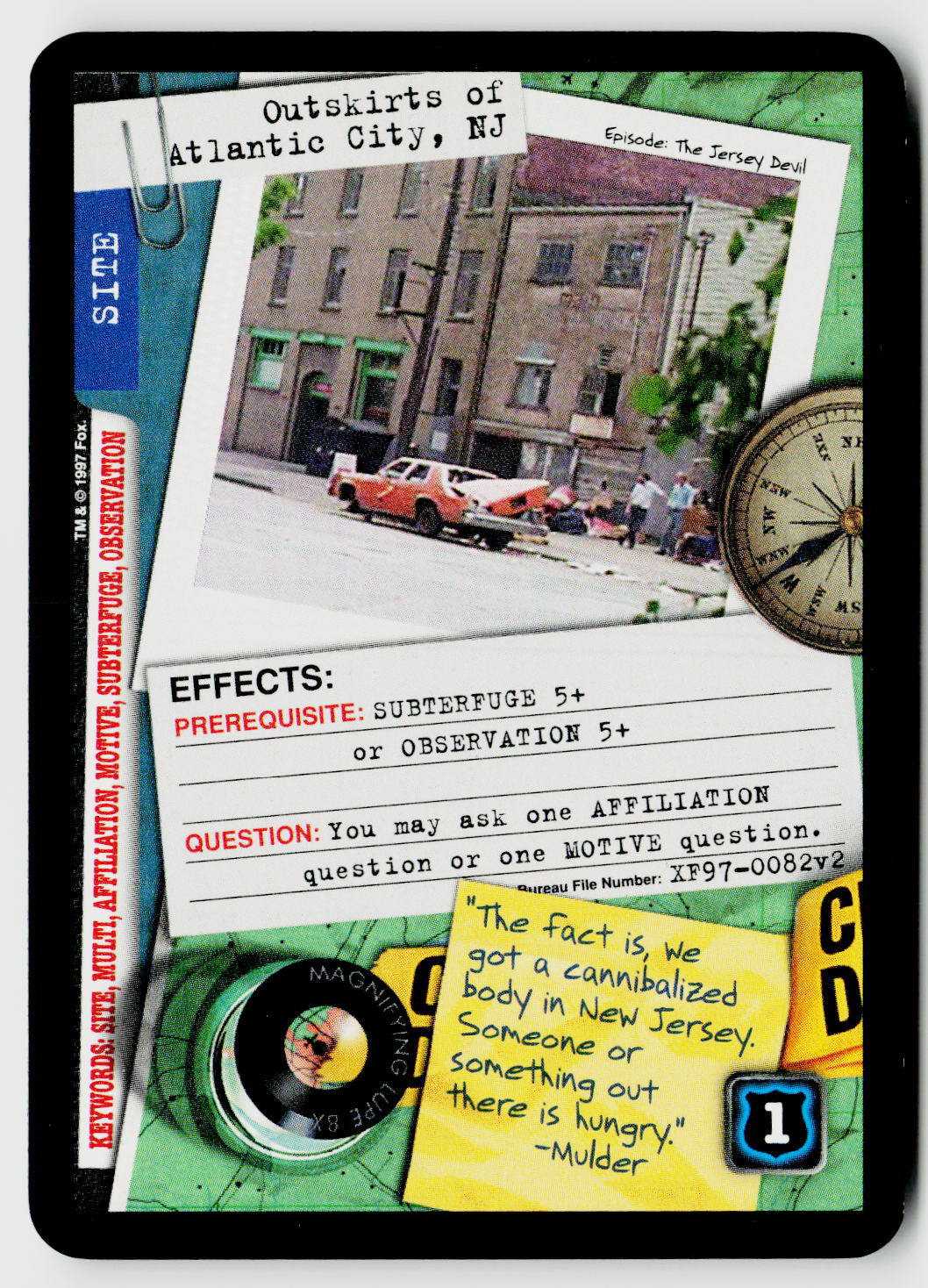 X-Files CCG | The Truth Is Out There | Outskirts of Atlantic City, NJ XF97-0082v2 Uncommon