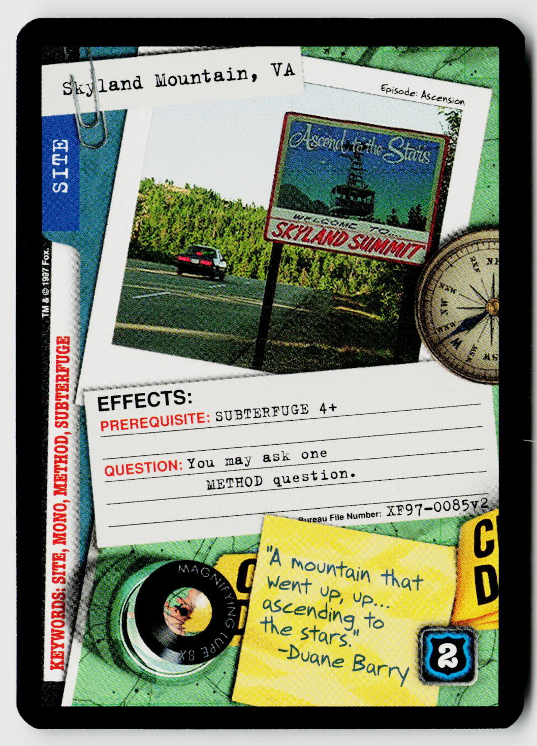 X-Files CCG | The Truth Is Out There | Skyland Mountain, VA XF97-0085v2 Uncommon