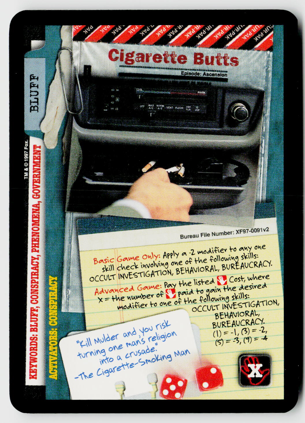 X-Files CCG | The Truth Is Out There | Cigarette Butts XF97-0091v2 Common