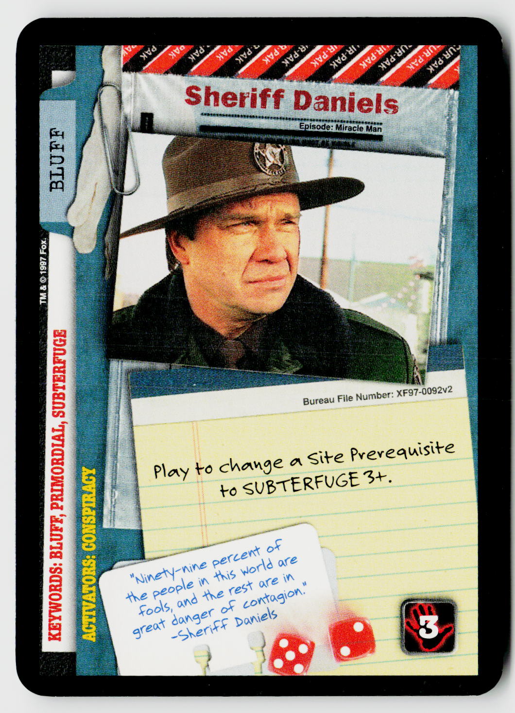 X-Files CCG | The Truth Is Out There | Sheriff Daniels XF97-0092v2 Uncommon