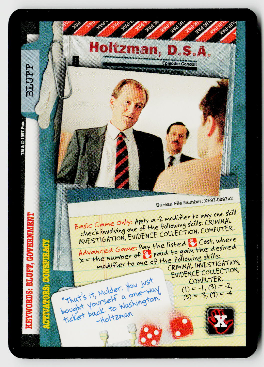 X-Files CCG | The Truth Is Out There | Holtzman, D.S.A. XF97-0097v2 Common