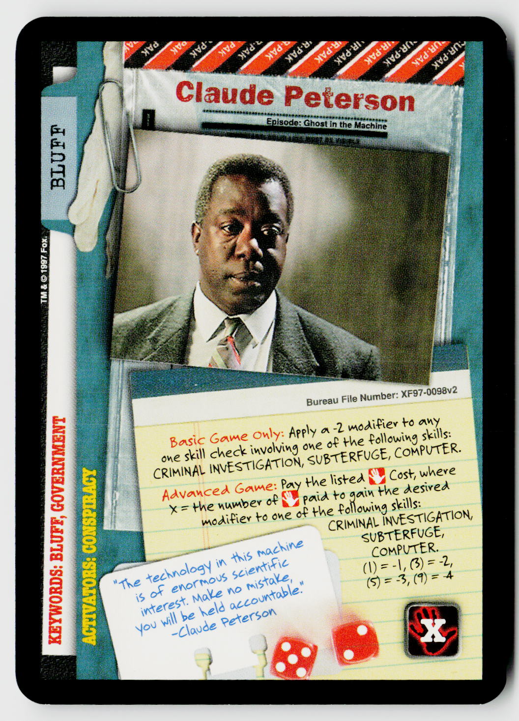 X-Files CCG | The Truth Is Out There | Claude Peterson XF97-0098v2 Common