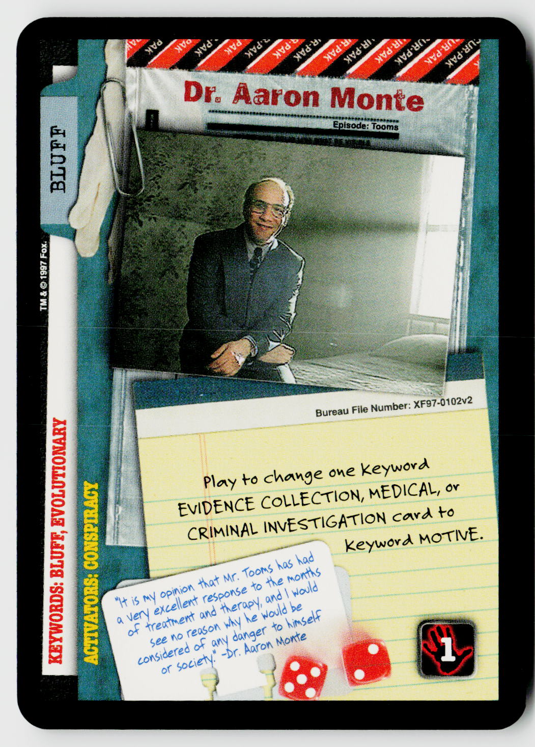X-Files CCG | The Truth Is Out There | Dr. Aaron Monte XF97-0102v2 Common