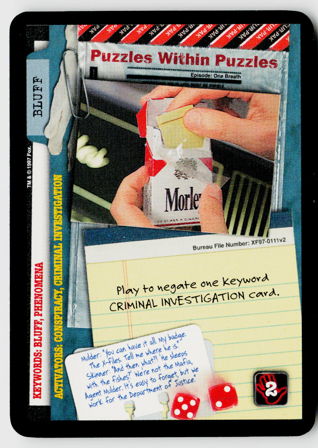 X-Files CCG | The Truth Is Out There | Puzzles Within Puzzles XF97-0111v2 Uncommon