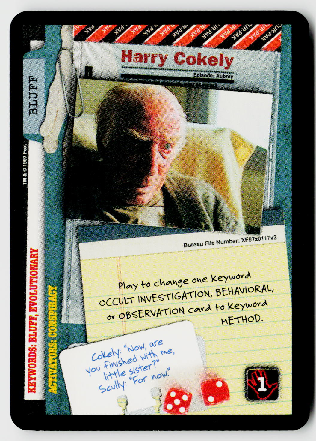 X-Files CCG | The Truth Is Out There | Harry Cokely XF97-0117v2 Common