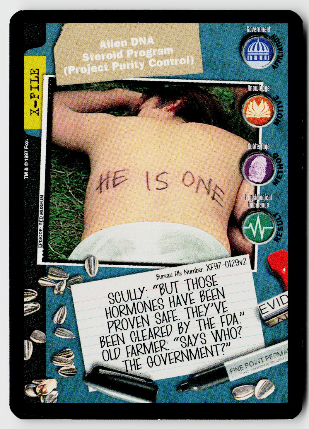 X-Files CCG | The Truth Is Out There | Alien DNA Steroid Program (Project Purity Control) XF97-0129v2 Fixed
