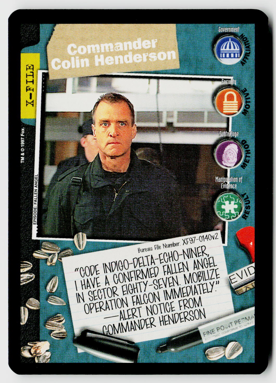 X-Files CCG | The Truth Is Out There | Commander Colin Henderson XF97-0140v2 Fixed