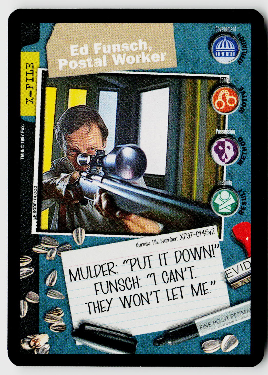 X-Files CCG | The Truth Is Out There | Ed Funsch, Postal Worker XF97-0145v2 Fixed