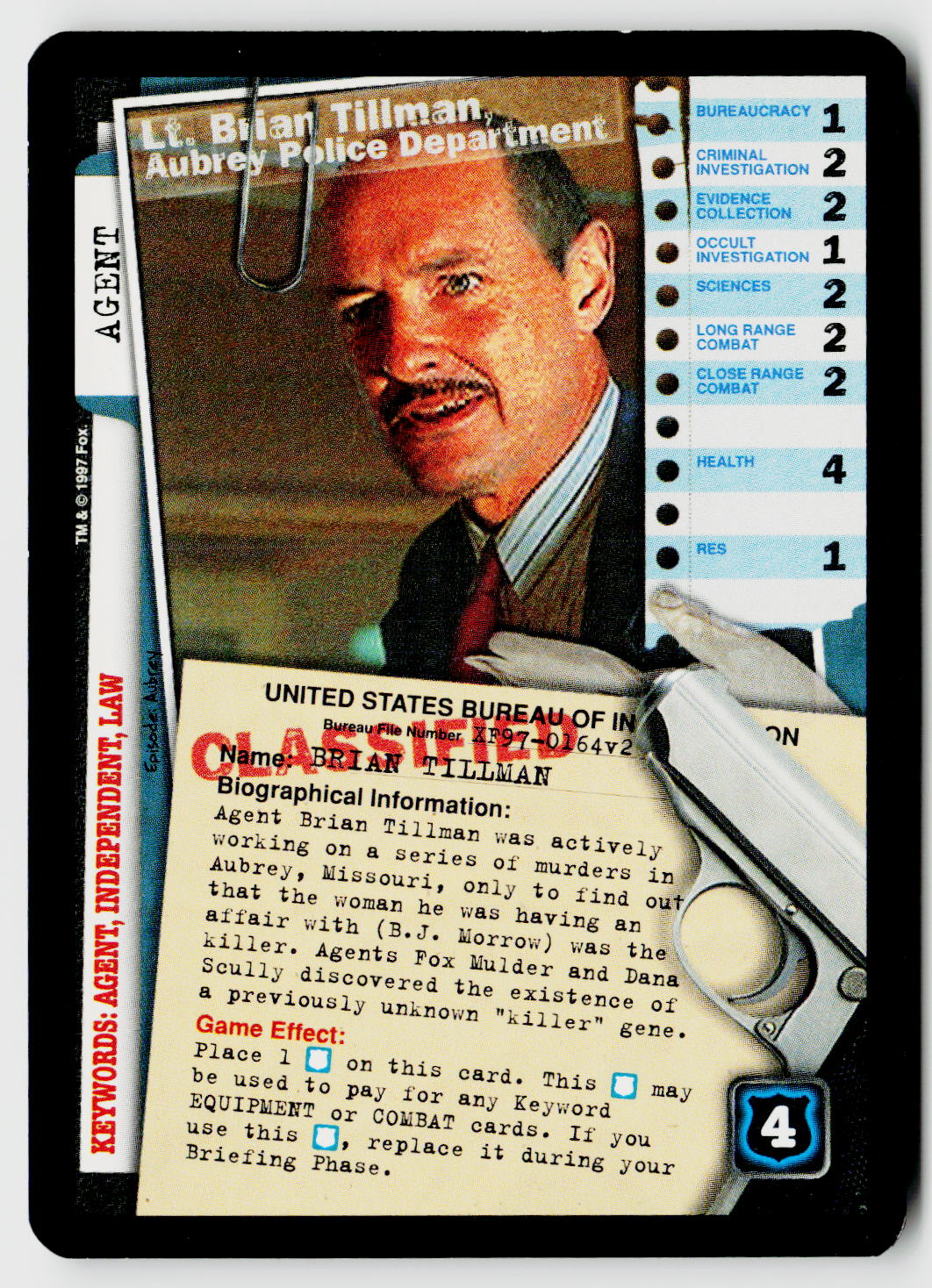 X-Files CCG | The Truth Is Out There | Lt. Brian Tillman, Aubry Police Department XF97-0164v2 Fixed