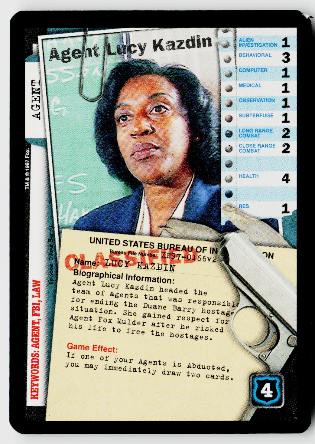 X-Files CCG | The Truth Is Out There | Agent Lucy Kazdin XF97-0166v2 Fixed