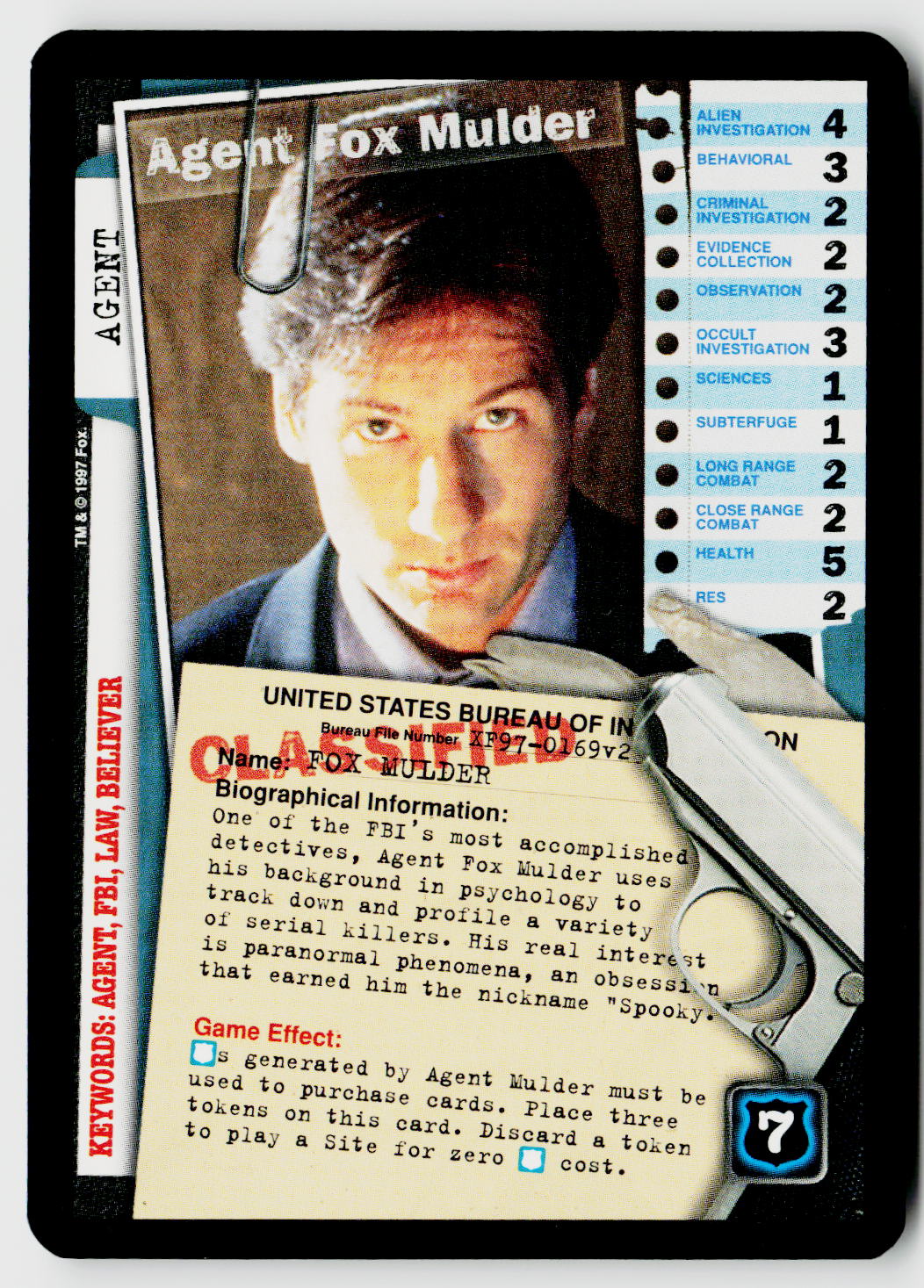 X-Files CCG | The Truth Is Out There | Agent Fox Mulder XF97-0169v2 Fixed