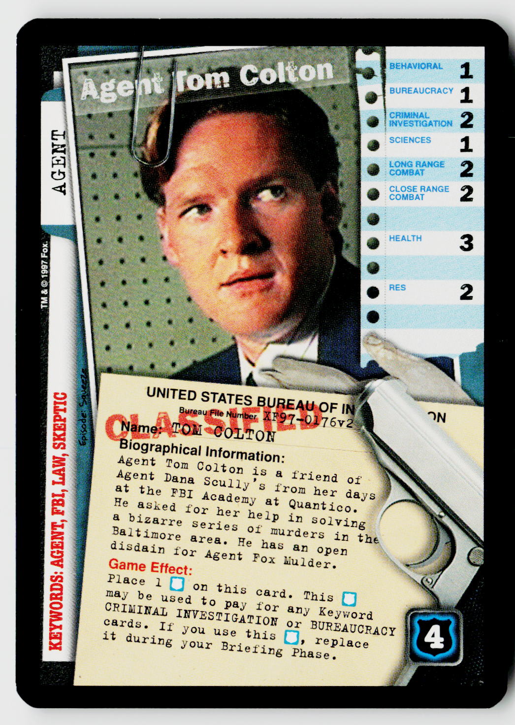 X-Files CCG | The Truth Is Out There | Agent Tom Colton XF97-0176v2 Fixed