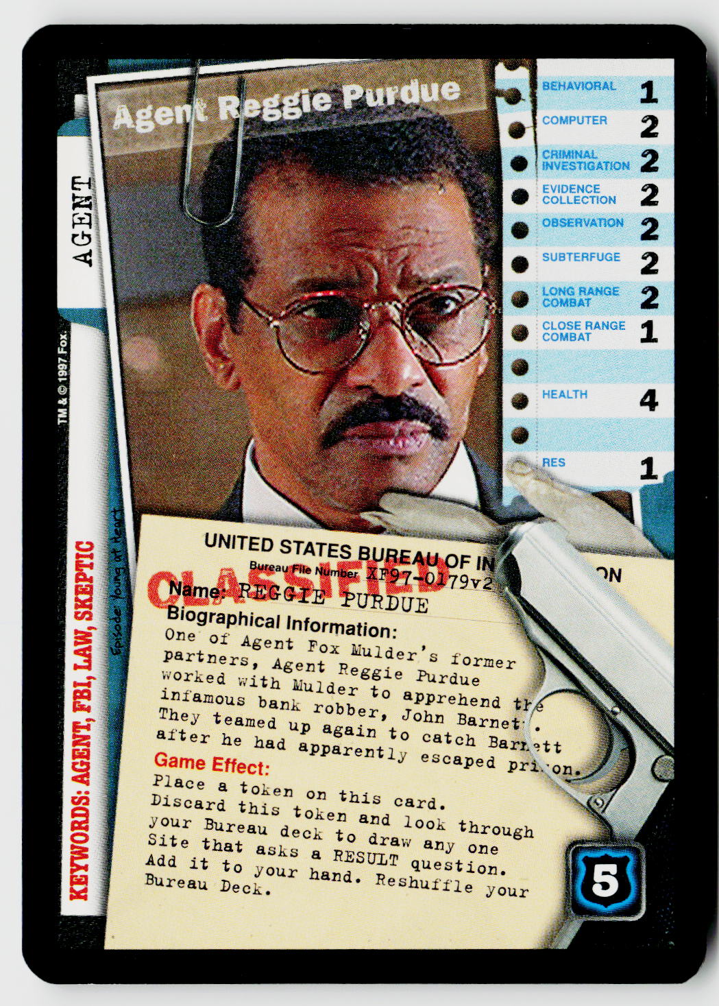 X-Files CCG | The Truth Is Out There | Agent Reggie Purdue XF97-0179v2 Fixed