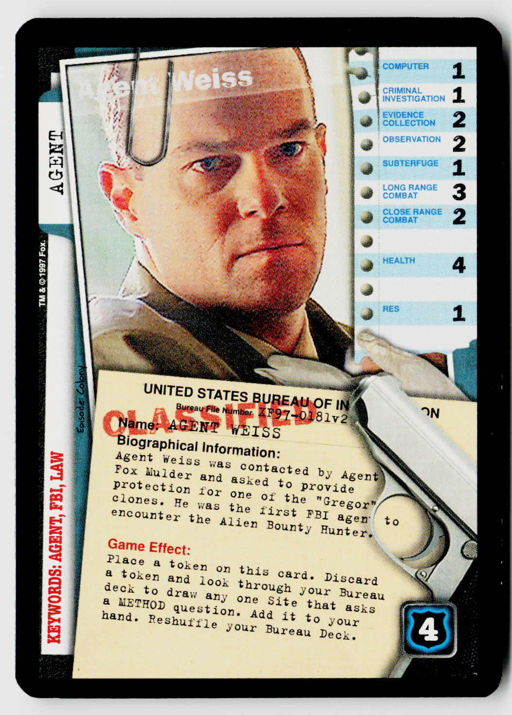 X-Files CCG | The Truth Is Out There | Agent Weiss XF97-0181v2 Fixed