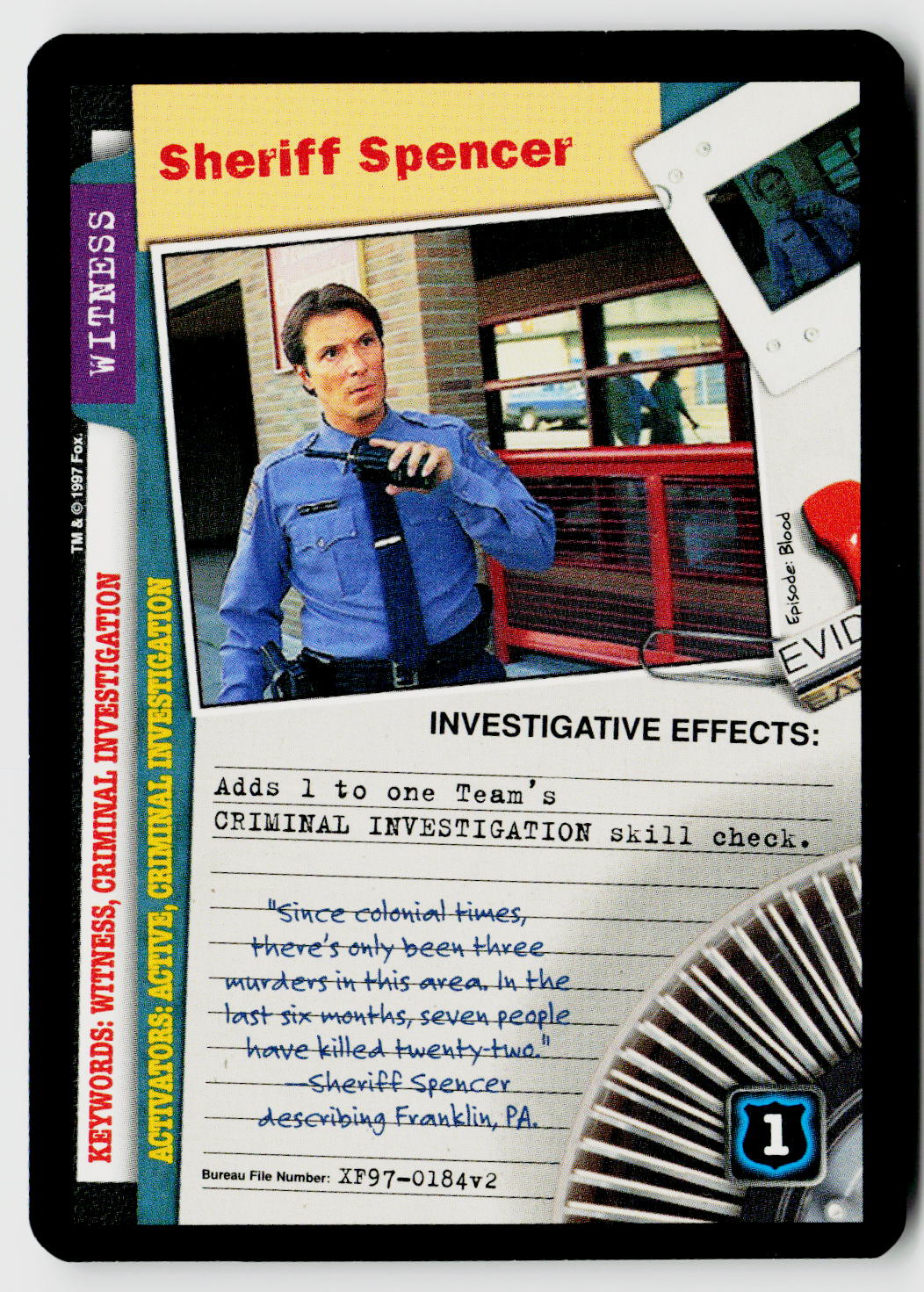 X-Files CCG | The Truth Is Out There | Sheriff Spencer XF97-0184v2 Fixed