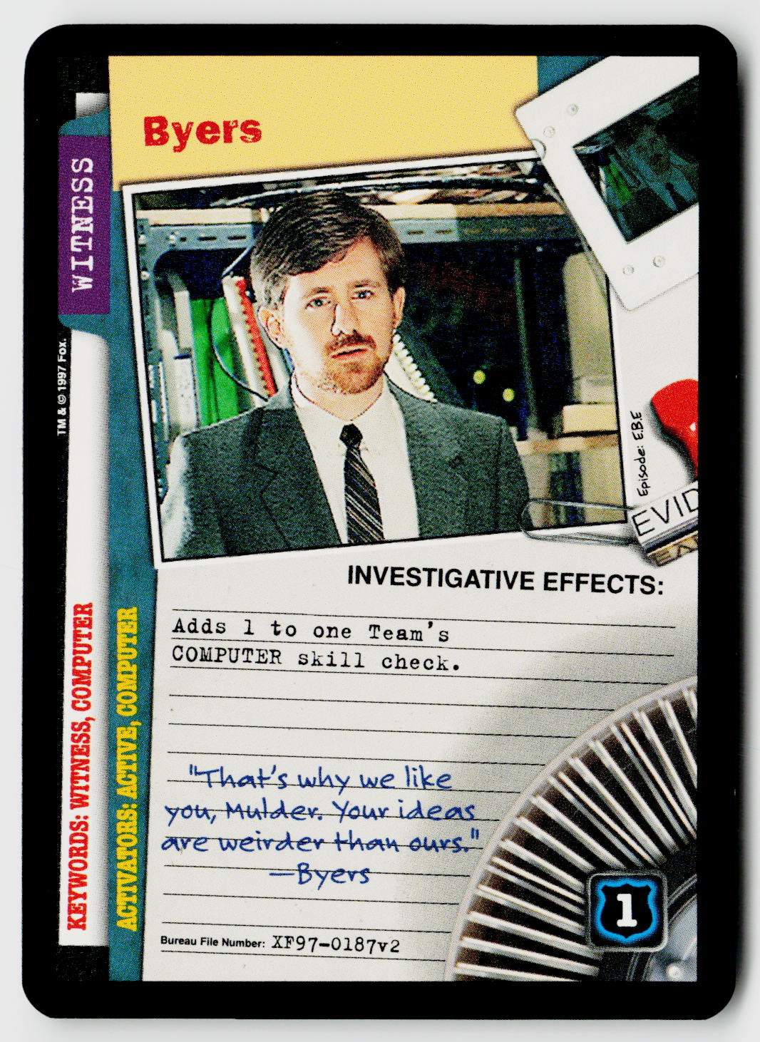 X-Files CCG | The Truth Is Out There | Byers XF97-0187v2 Common