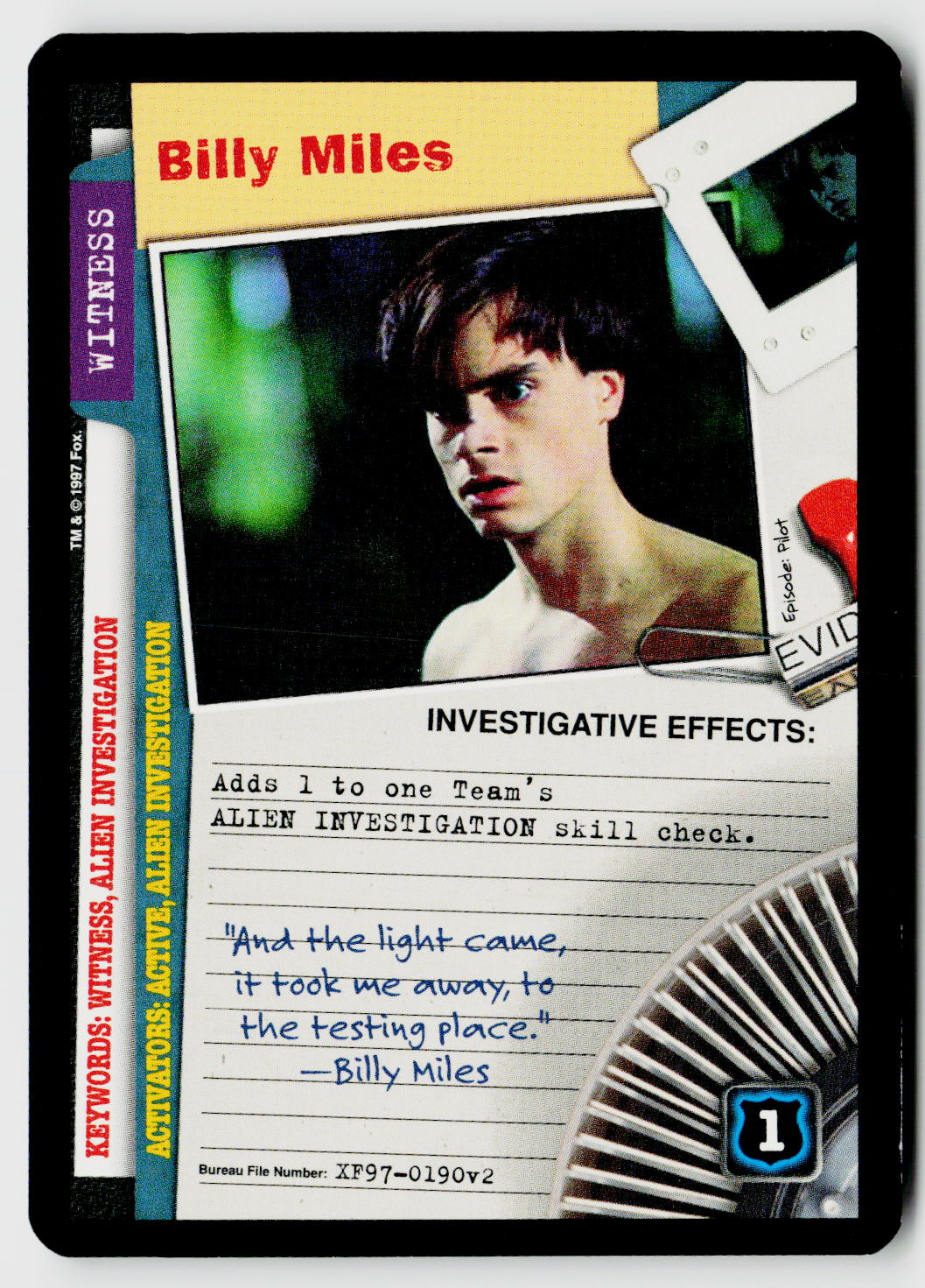 X-Files CCG | The Truth Is Out There | Billy Miles XF97-0190v2 Fixed