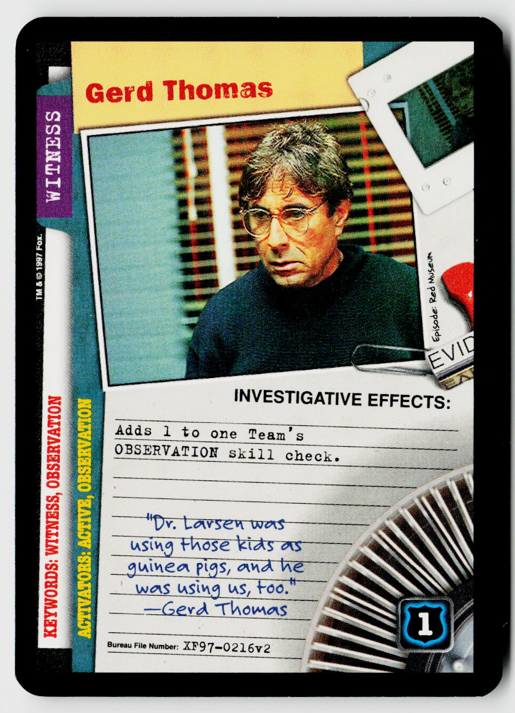 X-Files CCG | The Truth Is Out There | Gerd Thomas XF97-0216v2 Common