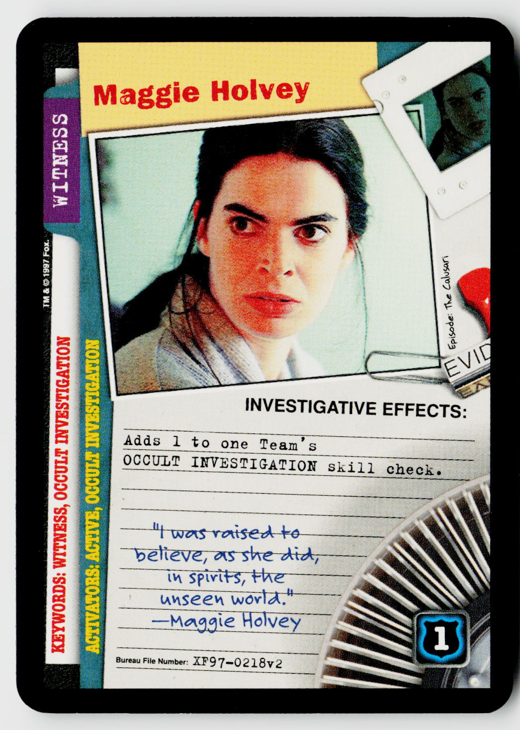 X-Files CCG | The Truth Is Out There | Maggie Holvey XF97-0218v2 Common