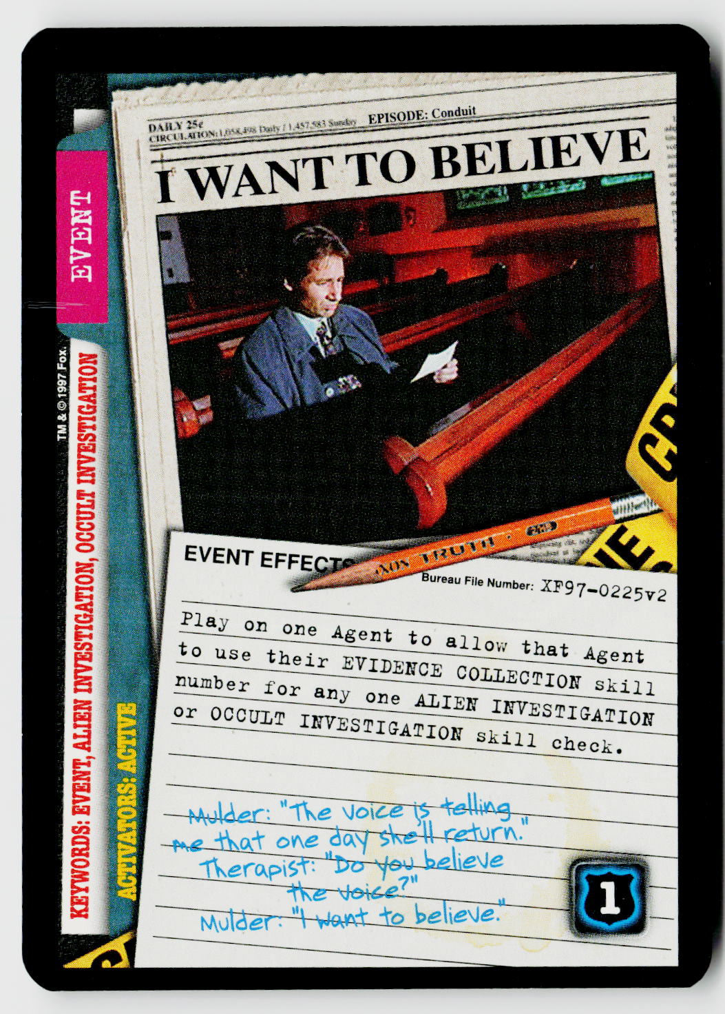 X-Files CCG | The Truth Is Out There | I Want To Believe XF97-0225v2 Fixed