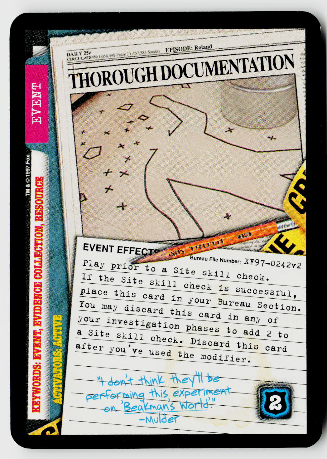 X-Files CCG | The Truth Is Out There | Thorough Documentation XF97-0242v2 Rare