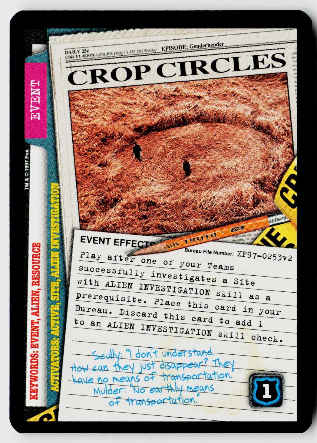 X-Files CCG | The Truth Is Out There | Crop Circles XF97-0253v2 Fixed