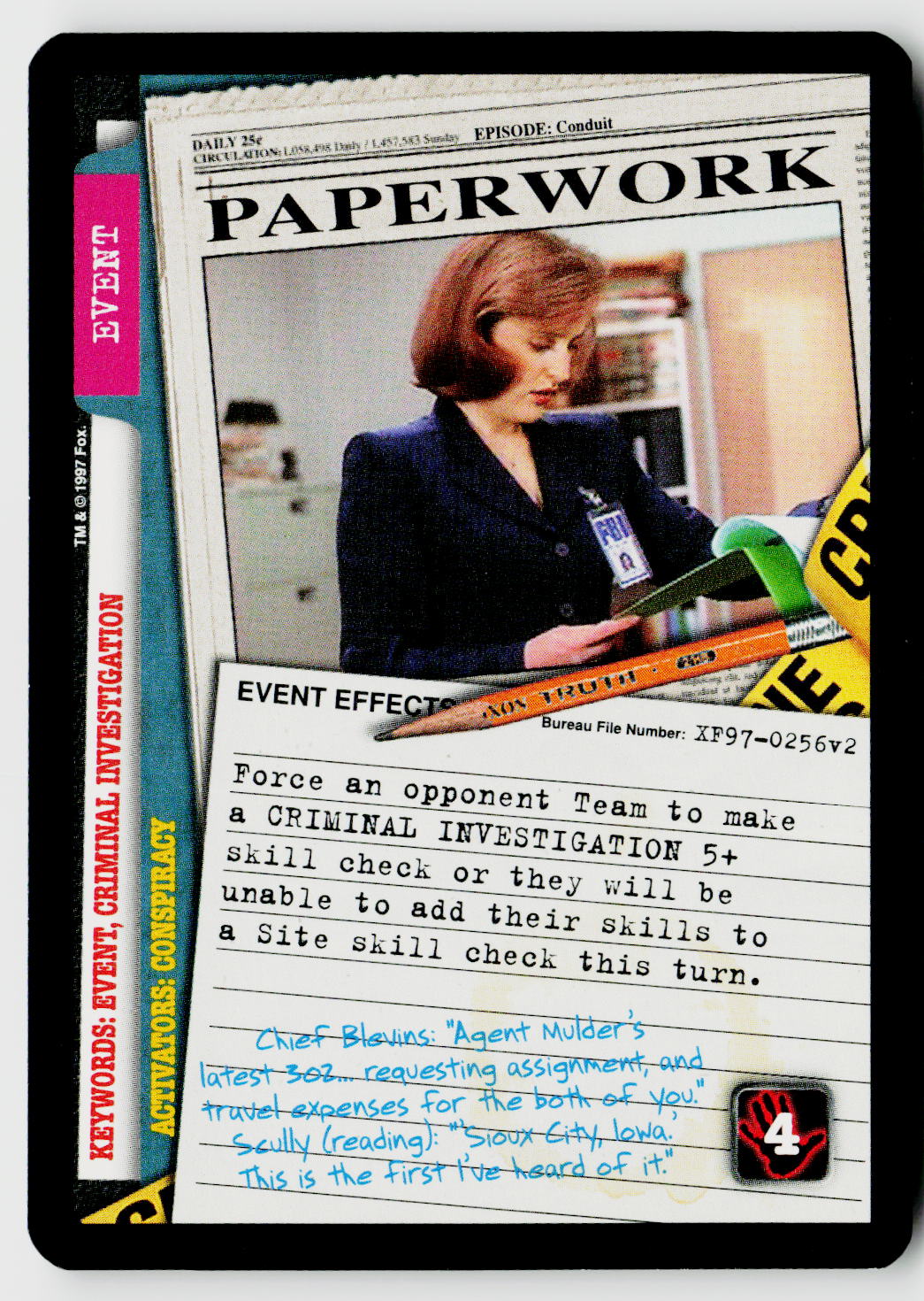 X-Files CCG | The Truth Is Out There | Paperwork XF97-0256v2 Fixed