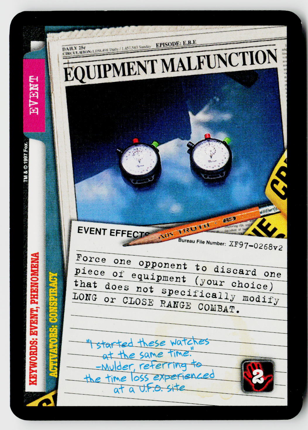 X-Files CCG | The Truth Is Out There | Equipment Malfunction XF97-0268v2 Uncommon