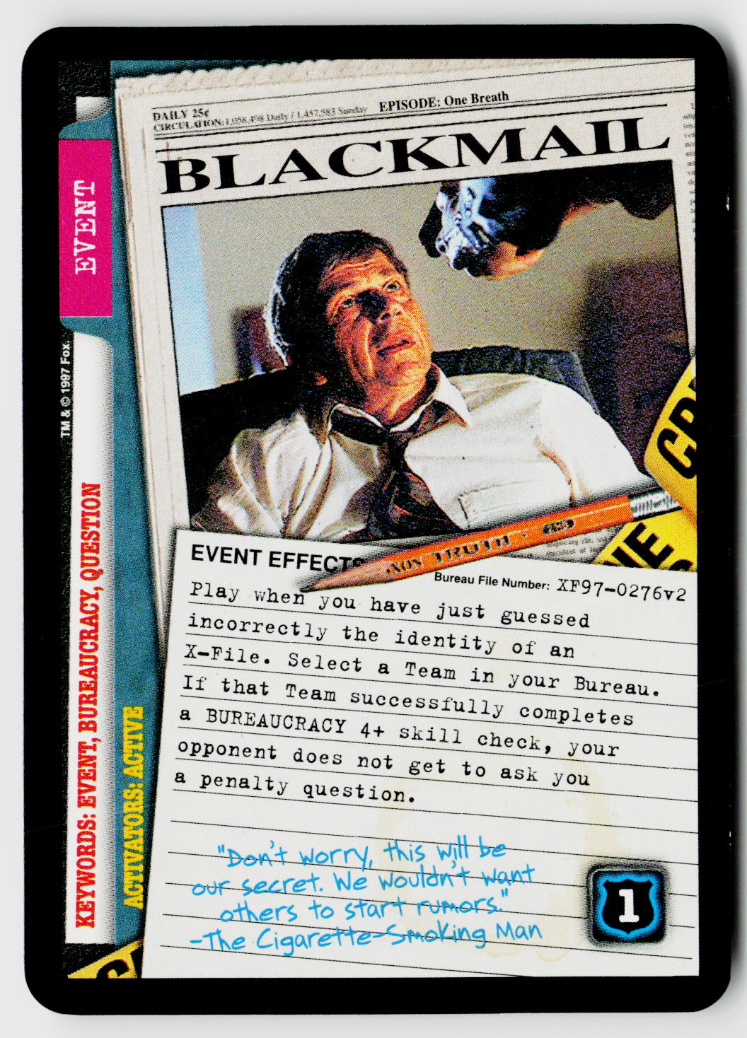 X-Files CCG | The Truth Is Out There | Blackmail XF97-0276v2 Rare