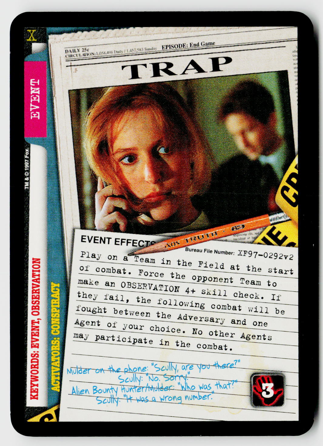 X-Files CCG | The Truth Is Out There | Trap XF97-0292v2 Uncommon