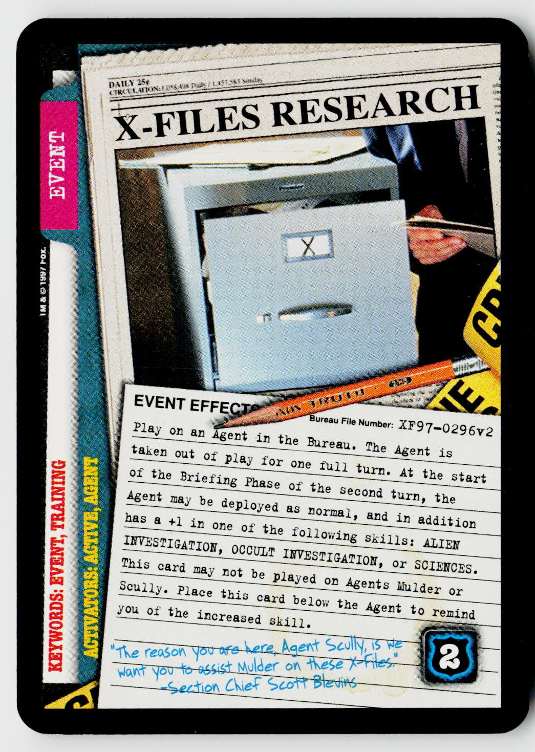 X-Files CCG | The Truth Is Out There | X-Files Research XF97-0296v2 Common