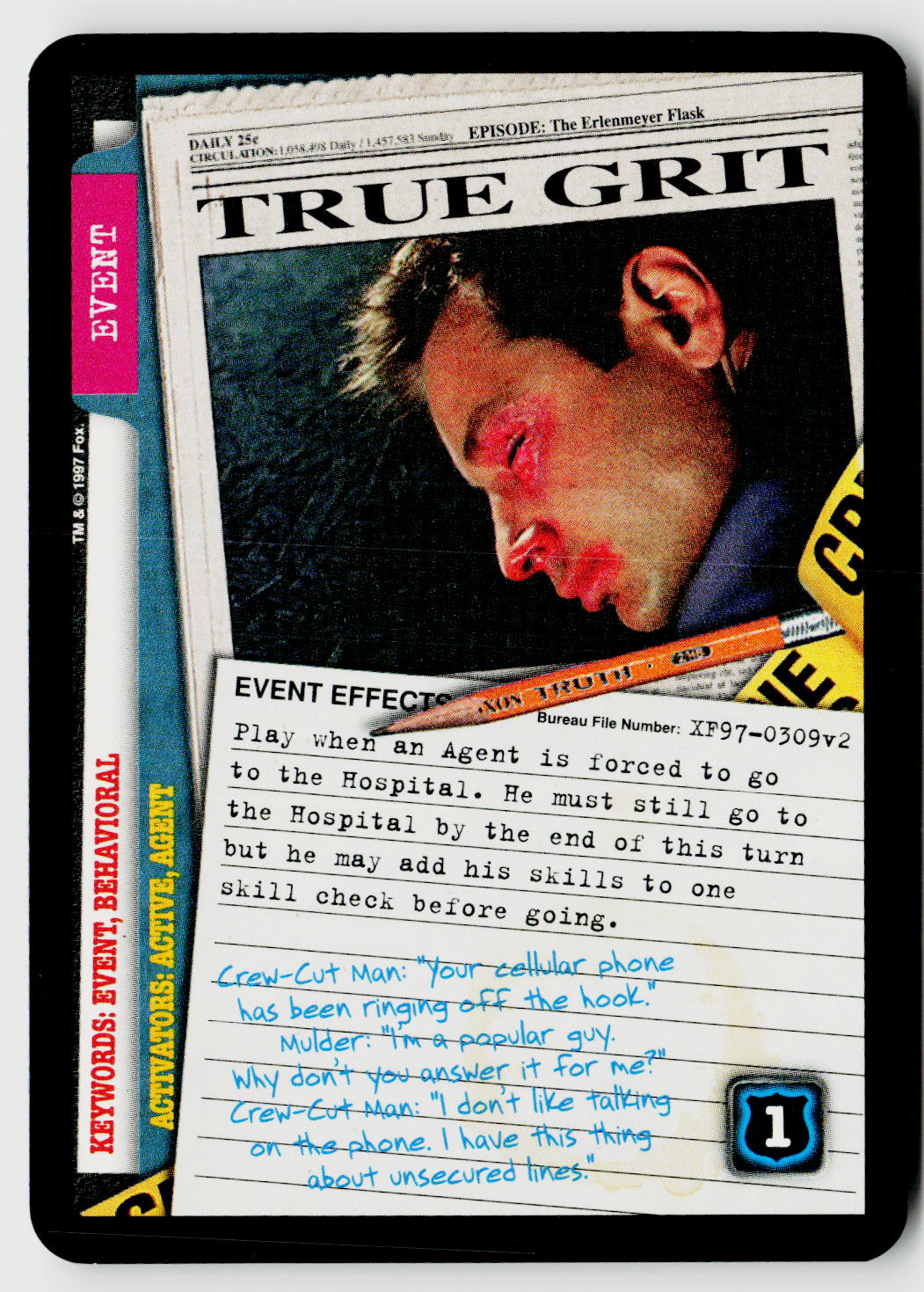 X-Files CCG | The Truth Is Out There | True Grit XF97-0309v2 Rare