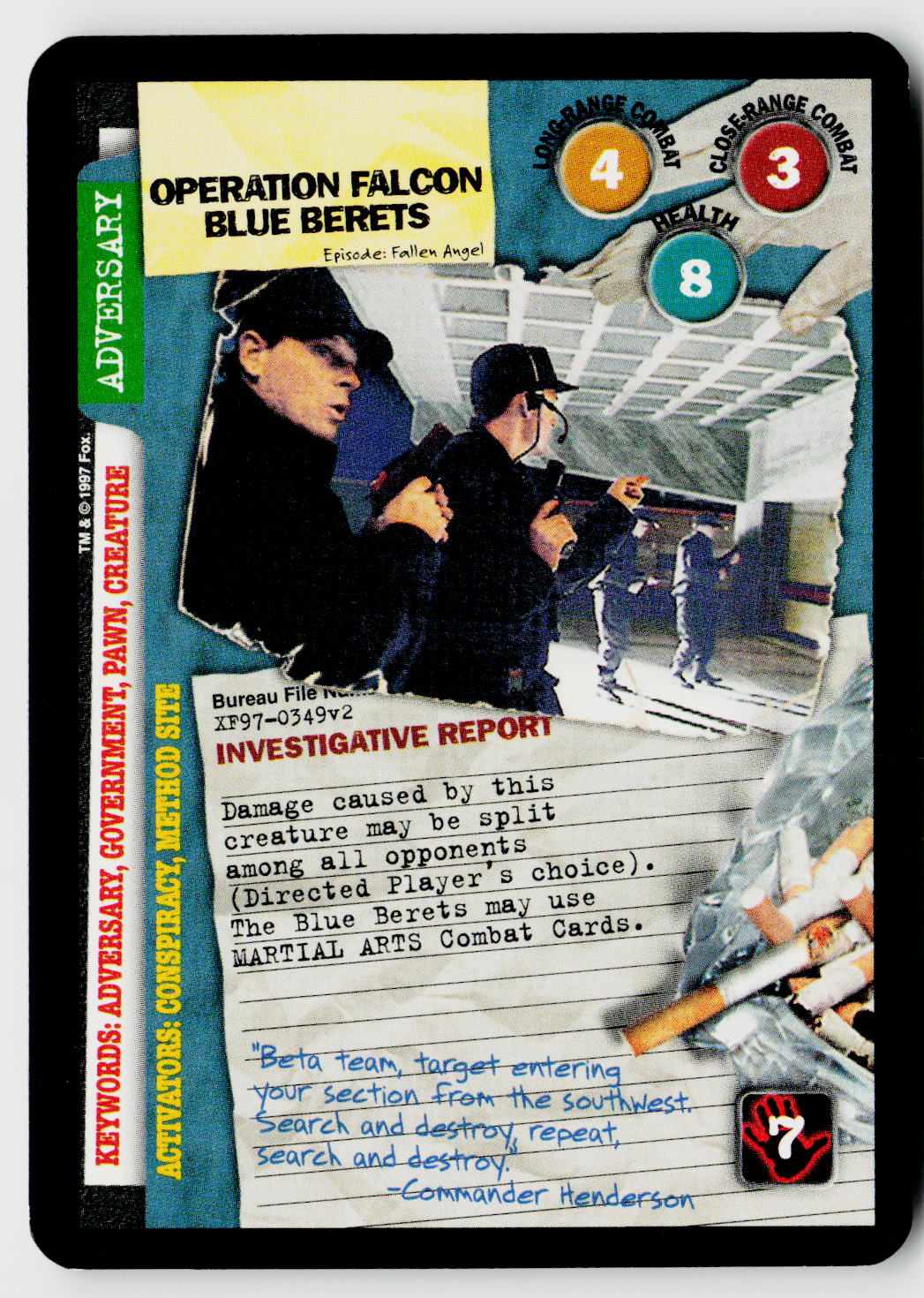 X-Files CCG | The Truth Is Out There | Operation Falcon Blue Berets XF97-0349v2 Rare