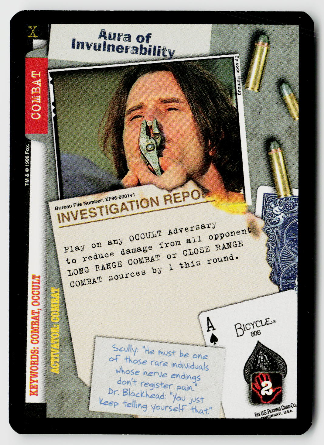 X-Files CCG | Premiere | Aura of Invulnerability XF96-0001v1 Uncommon