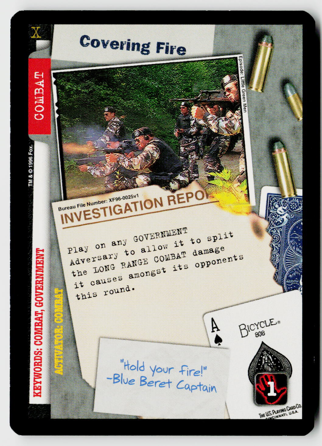X-Files CCG | Premiere | Covering Fire XF96-0025v1 Uncommon