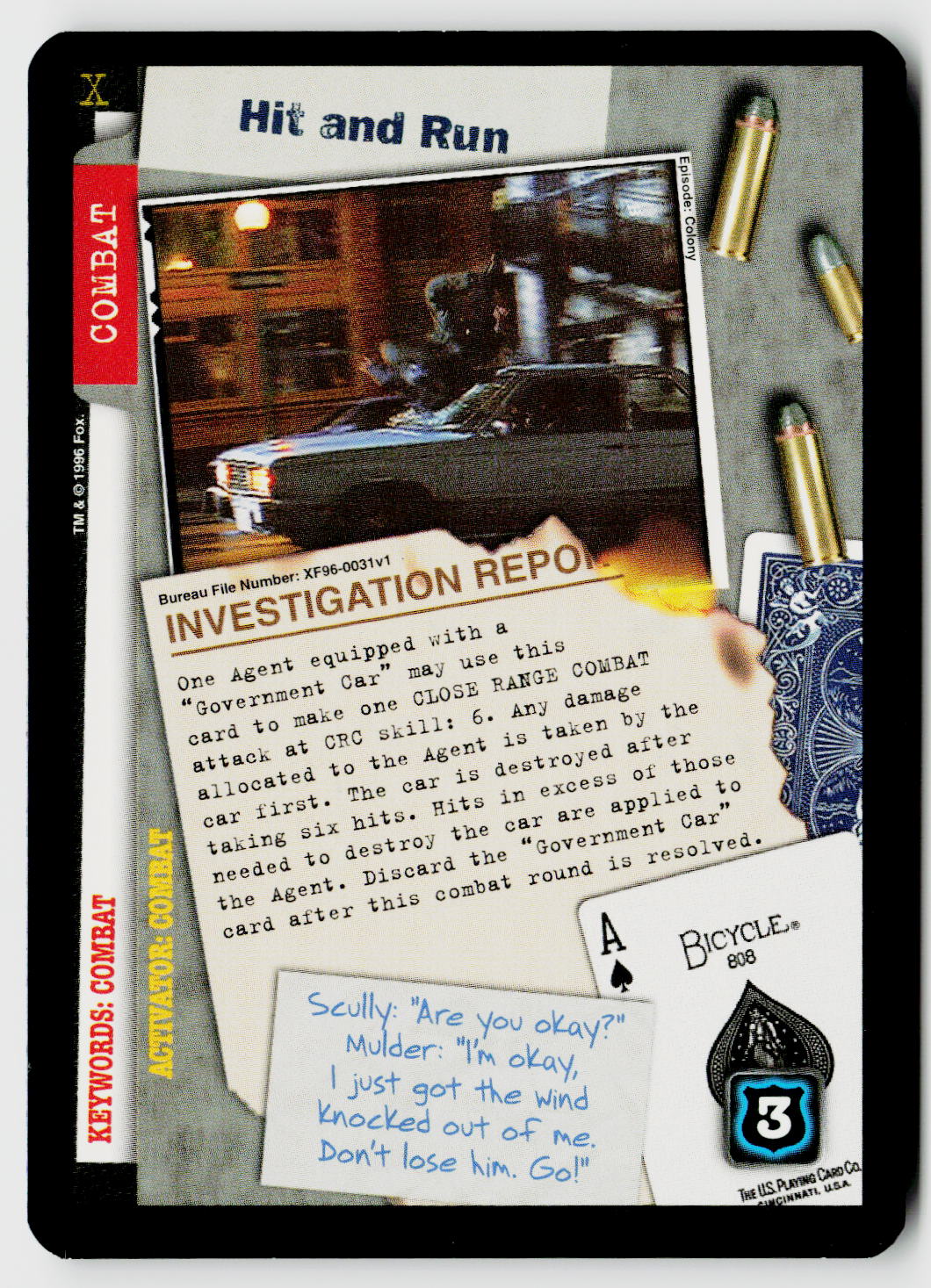 X-Files CCG | Premiere | Hit and Run XF96-0031v1 Uncommon