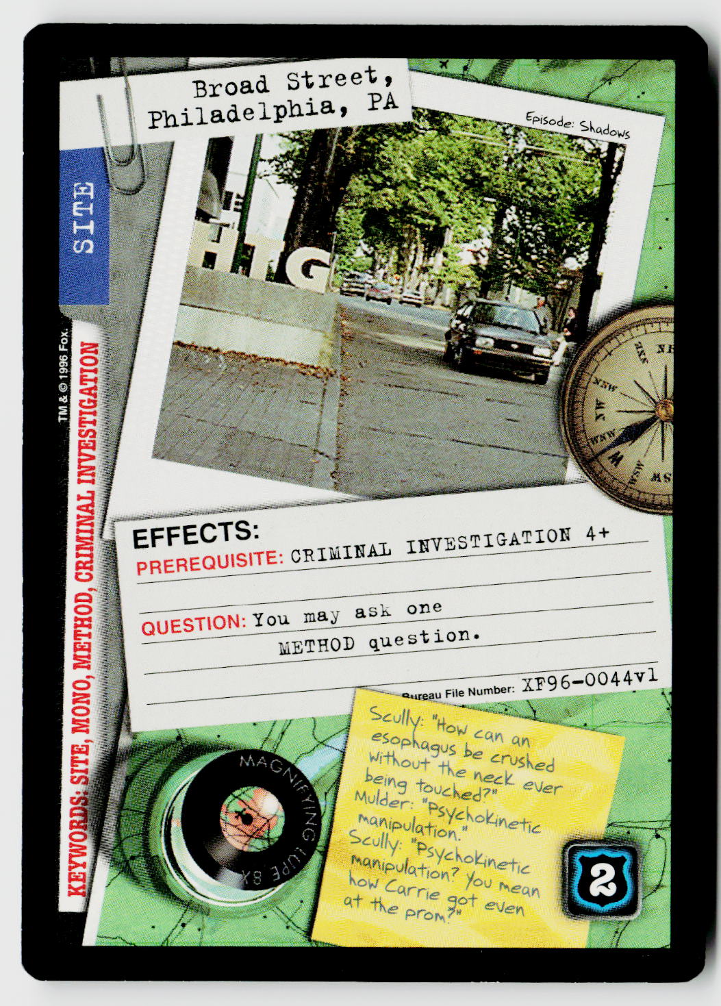X-Files CCG | Premiere | Broad Street, Philadelphia, PA XF96-0044v1 Uncommon