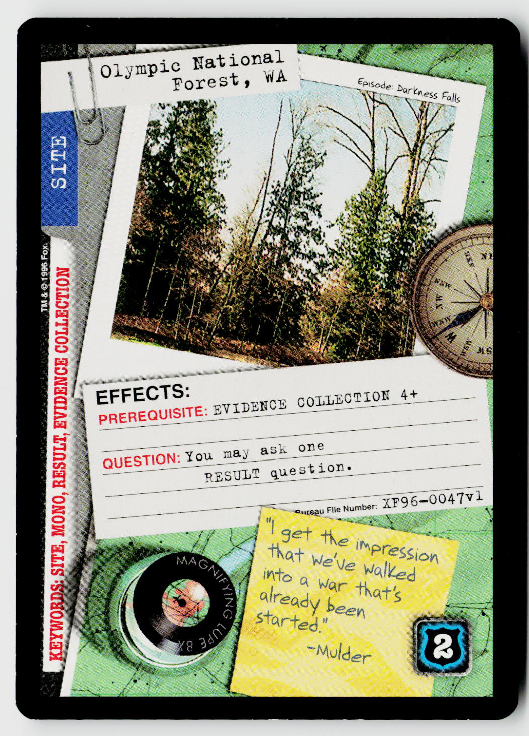 X-Files CCG | Premiere | Olympic National Forest, WA XF96-0047v1 Common